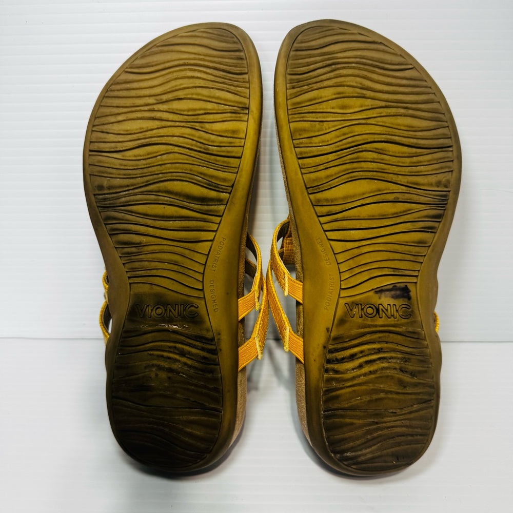 Vionic Elvia Yellow Leather Sandals Size 7.5 - Picture 12 of 14